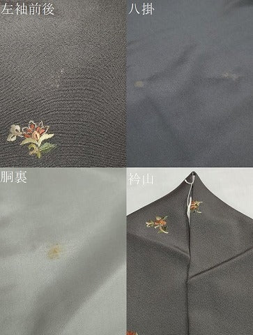 平和屋着物●上質な小紋 総刺繍 草花文 金銀彩 正絹 逸品 DABB0743ud