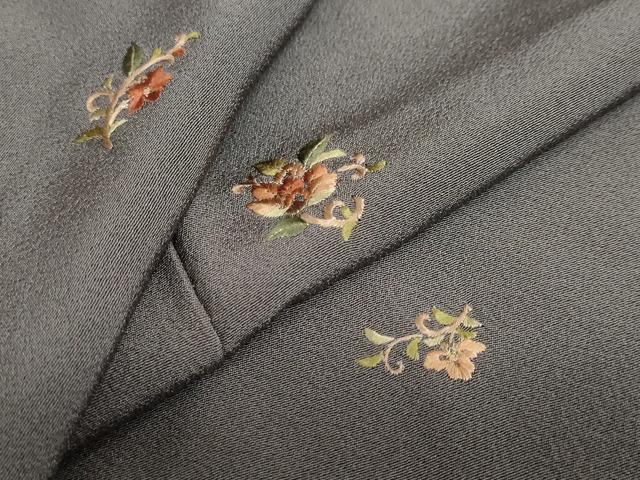 平和屋着物●上質な小紋 総刺繍 草花文 金銀彩 正絹 逸品 DABB0743ud