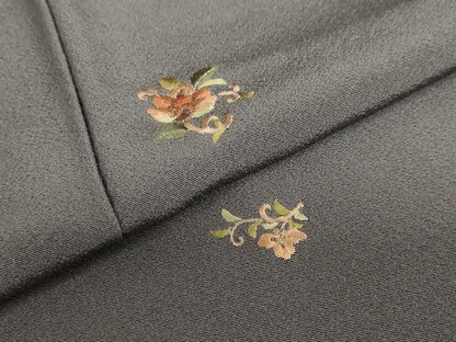 平和屋着物●上質な小紋 総刺繍 草花文 金銀彩 正絹 逸品 DABB0743ud