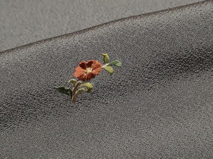 平和屋着物●上質な小紋 総刺繍 草花文 金銀彩 正絹 逸品 DABB0743ud