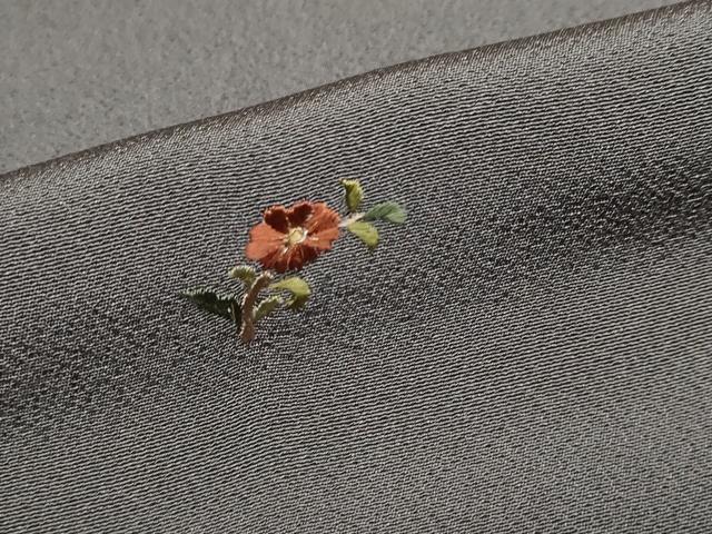 平和屋着物●上質な小紋 総刺繍 草花文 金銀彩 正絹 逸品 DABB0743ud