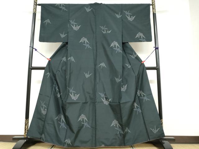平和屋着物●本場大島紬 折り鶴 さが美扱い 正絹 逸品 DABB0745ud