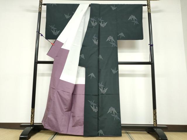 平和屋着物●本場大島紬 折り鶴 さが美扱い 正絹 逸品 DABB0745ud