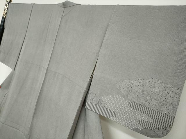 平和屋着物●江戸小紋 訪問着 雲取吉祥文 万筋 黒色×白色 正絹 逸品 DABB0746ud
