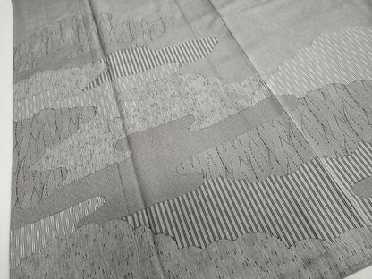 平和屋着物●江戸小紋 訪問着 雲取吉祥文 万筋 黒色×白色 正絹 逸品 DABB0746ud