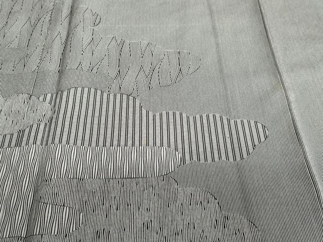 平和屋着物●江戸小紋 訪問着 雲取吉祥文 万筋 黒色×白色 正絹 逸品 DABB0746ud