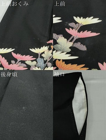 平和屋着物●豪華黒留袖 友禅 作家物 草花文 正絹 逸品 DABB0749ud