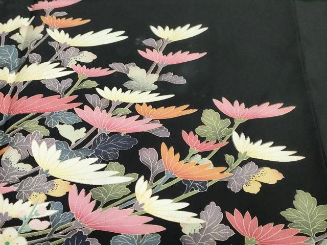 平和屋着物●豪華黒留袖 友禅 作家物 草花文 正絹 逸品 DABB0749ud