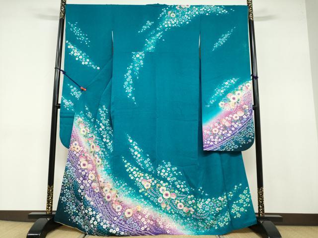 平和屋着物●豪華振袖 絞り 辻が花 銀通し地 やまと誂製 正絹 逸品 DABB0750ud