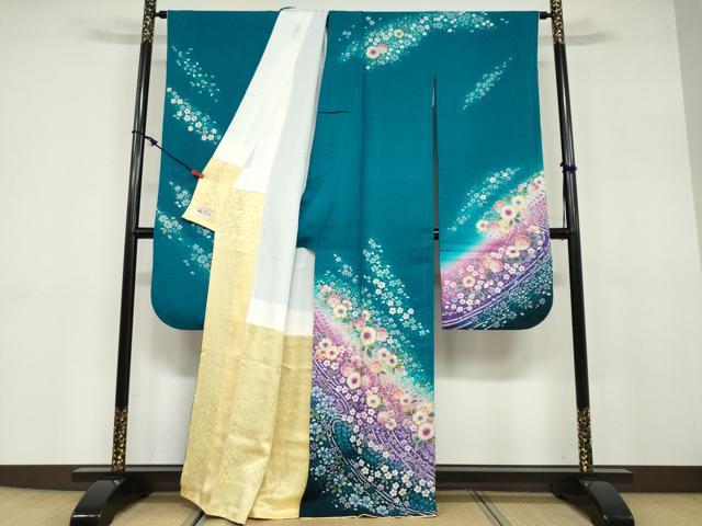 平和屋着物●豪華振袖 絞り 辻が花 銀通し地 やまと誂製 正絹 逸品 DABB0750ud