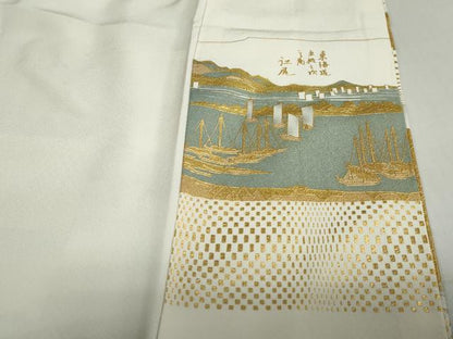 平和屋着物●色留訪問着 東海道五十三次 純金箔 証明書付き 正絹 逸品 DABB0751ud