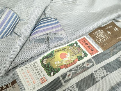 平和屋着物●本場大島紬 7マルキ 手絣 絹の詩 藤絹織物謹製 証紙付き 正絹 逸品 未使用 DABB0752ud