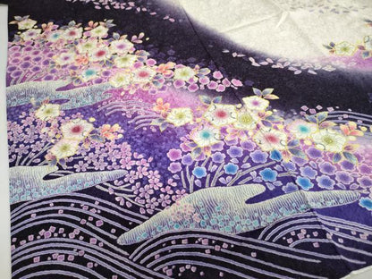 平和屋着物●豪華振袖 辻が花 銀通し地 京都きもの友禅扱い 正絹 逸品 DABB0755ud