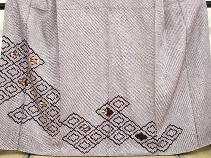 平和屋着物●訪問着 総絞り 刺繍 流水花菱文 正絹 逸品 DABB0756ud