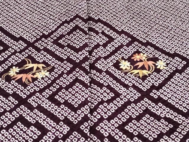 平和屋着物●訪問着 総絞り 刺繍 流水花菱文 正絹 逸品 DABB0756ud