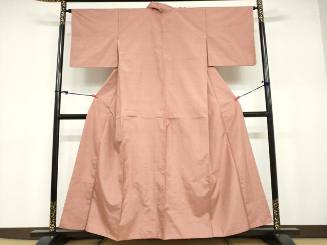 平和屋着物●白山紬 本加賀友禅作家 岡本幸治監修 色無地 退紅色 正絹 逸品 DABB0757ud