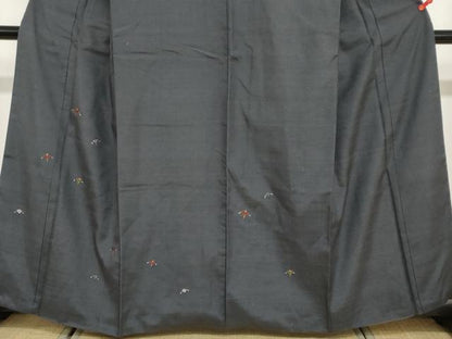 平和屋着物●訪問着 紬地 総刺繍 案山子 かかし 正絹 逸品 DABB0759ud