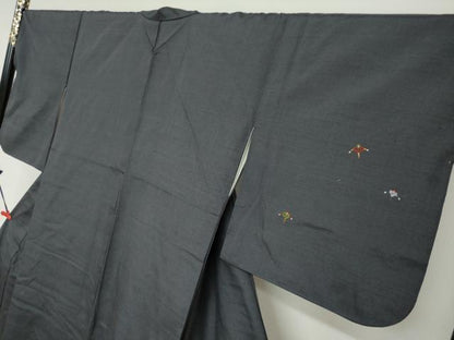 平和屋着物●訪問着 紬地 総刺繍 案山子 かかし 正絹 逸品 DABB0759ud