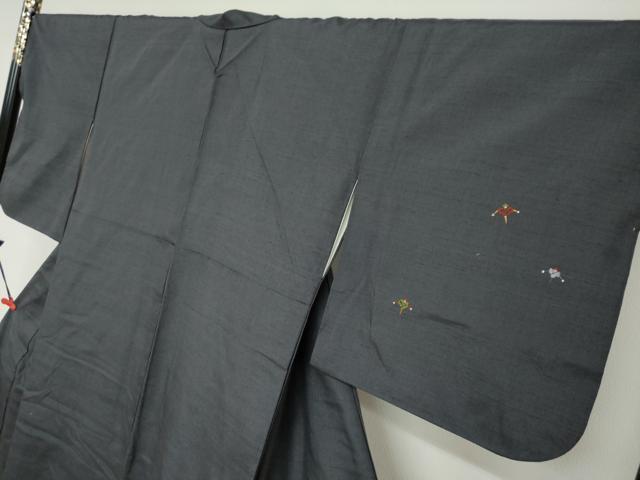 平和屋着物●訪問着 紬地 総刺繍 案山子 かかし 正絹 逸品 DABB0759ud