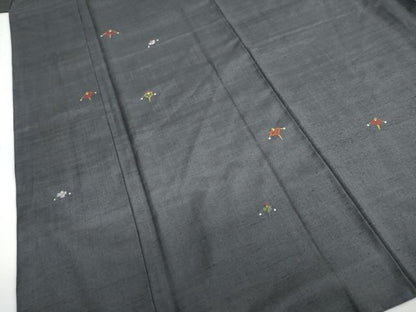 平和屋着物●訪問着 紬地 総刺繍 案山子 かかし 正絹 逸品 DABB0759ud