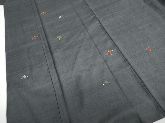 平和屋着物●訪問着 紬地 総刺繍 案山子 かかし 正絹 逸品 DABB0759ud