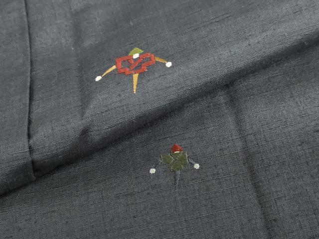 平和屋着物●訪問着 紬地 総刺繍 案山子 かかし 正絹 逸品 DABB0759ud