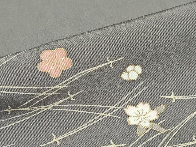 平和屋着物●訪問着 駒刺繍 敷松葉草花文 シルエット 金彩 正絹 逸品 DABB0762ud