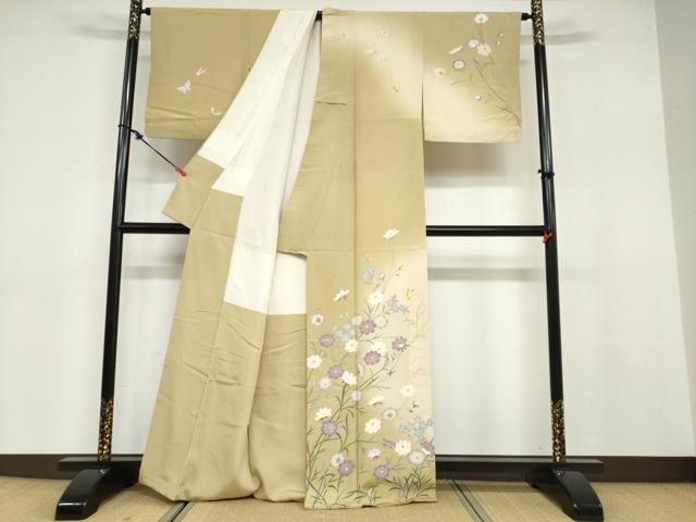 平和屋着物●訪問着 作家物 花蝶文 暈し染め 正絹 逸品 DABB0765ud