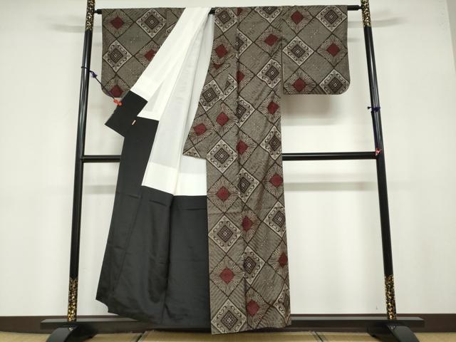 平和屋着物●本場大島紬 龍郷絣 花菱文 ますいわ屋扱い 正絹 逸品 DABB0766ud