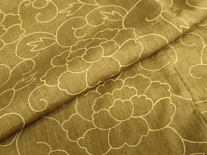 平和屋着物●上質な紬 刺繍 花唐草文 正絹 逸品 DABB0767ud