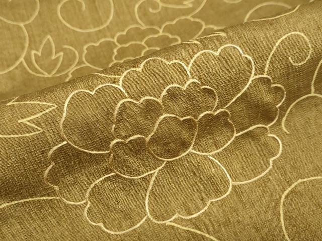 平和屋着物●上質な紬 刺繍 花唐草文 正絹 逸品 DABB0767ud