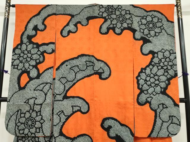 平和屋着物●豪華振袖 総絞り 立波舞花文 正絹 逸品 DABB0770ud