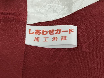 平和屋着物●上質な色無地 花鳥地紋 蘇芳色 正絹 逸品 未使用 DABB0772ud