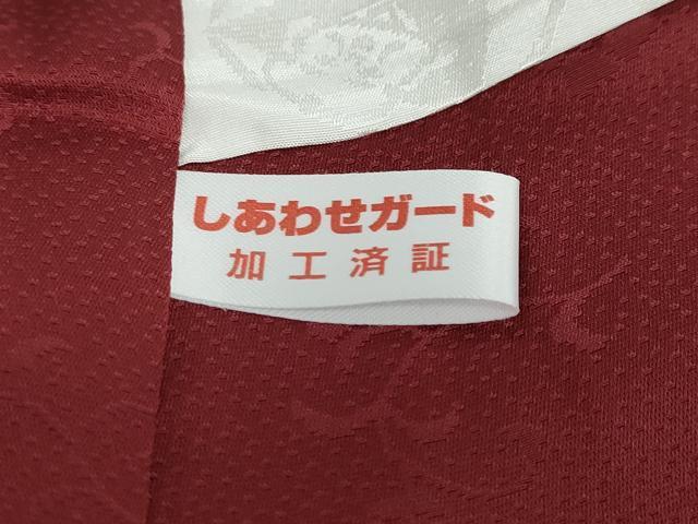 平和屋着物●上質な色無地 花鳥地紋 蘇芳色 正絹 逸品 未使用 DABB0772ud