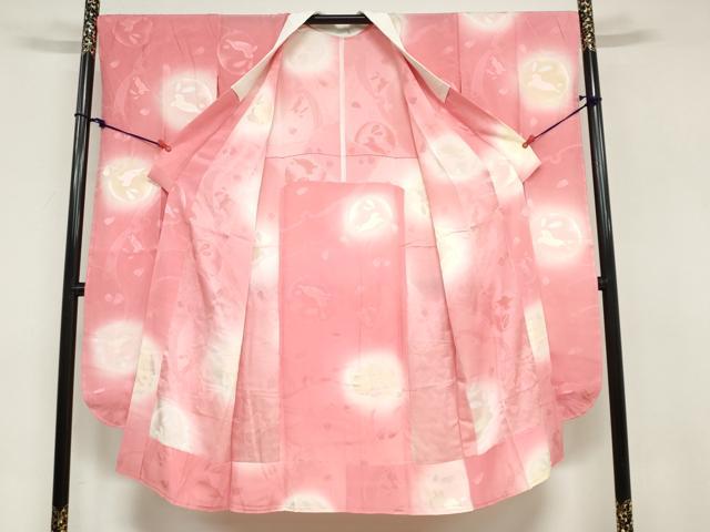 平和屋着物●振袖用長襦袢 無双仕立て 跳兎 雪輪舞桜地紋 暈し染め 正絹 逸品 DABB0777ud