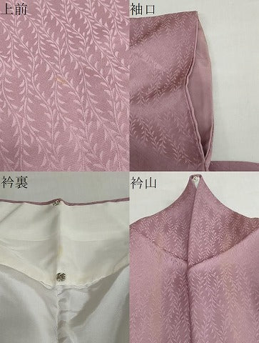 平和屋着物●上質な色無地 枝葉地紋 紅藤色 正絹 逸品 DABB0778ud