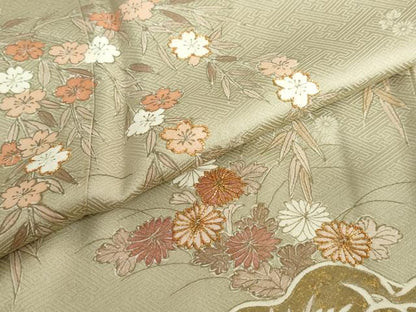 平和屋着物●訪問着 駒刺繍 草花籬文 金彩 正絹 逸品 DABB0783ud