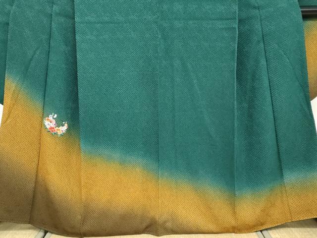 平和屋着物●豪華振袖 総絞り 刺繍 草花文 暈し染め 正絹 逸品 DABB0786ud