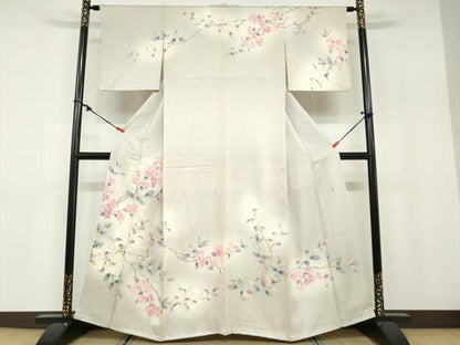 平和屋着物●訪問着 友禅 作家物 枝花文 正絹 逸品 DABB0790ud