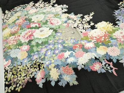平和屋着物●本加賀友禅作家 久恒俊治 黒留袖 草花籬文 正絹 逸品 DABB0801ud