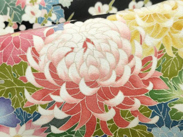 平和屋着物●本加賀友禅作家 久恒俊治 黒留袖 草花籬文 正絹 逸品 DABB0801ud
