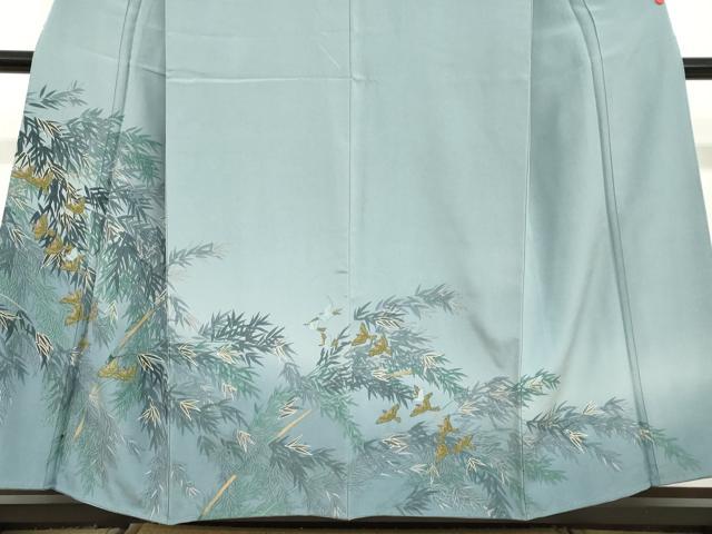 平和屋着物●訪問着 笹竹文 雀 金彩 正絹 逸品 DABB0806ud
