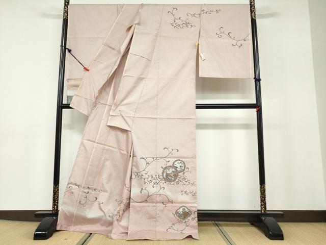 平和屋着物●訪問着 本場大島紬 花鳥絵皿唐草文 中昌紬織物謹製 証紙付き 仮絵羽 正絹 逸品 未使用 DABB0809ud