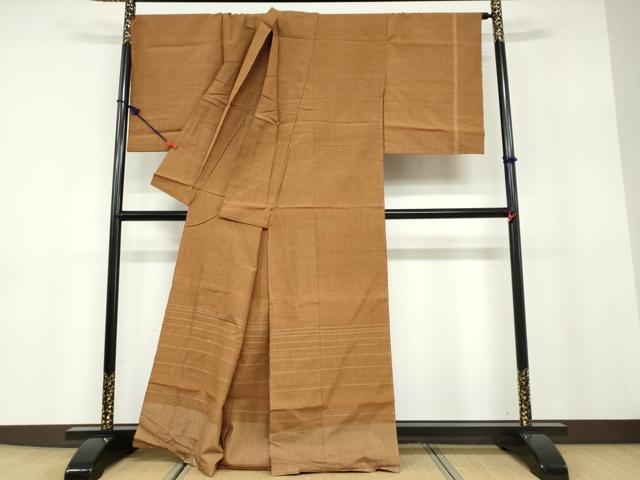 平和屋着物●訪問着 紬地 横段文 仮絵羽 正絹 逸品 未使用 DABB0810ud