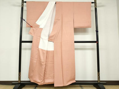 平和屋着物●上質な色無地 花唐草地紋 ときがら茶色 正絹 逸品 DABB0814ud
