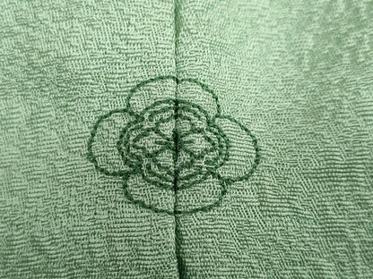 平和屋着物●上質な色無地 草花地紋 若葉色 正絹 逸品 未使用 DABB0817ud