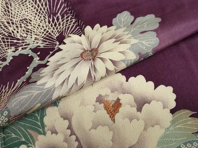 平和屋着物●アンティーク 大正ロマン 色留袖 刺繍 扇面草花文 正絹 逸品 DABB0820ud