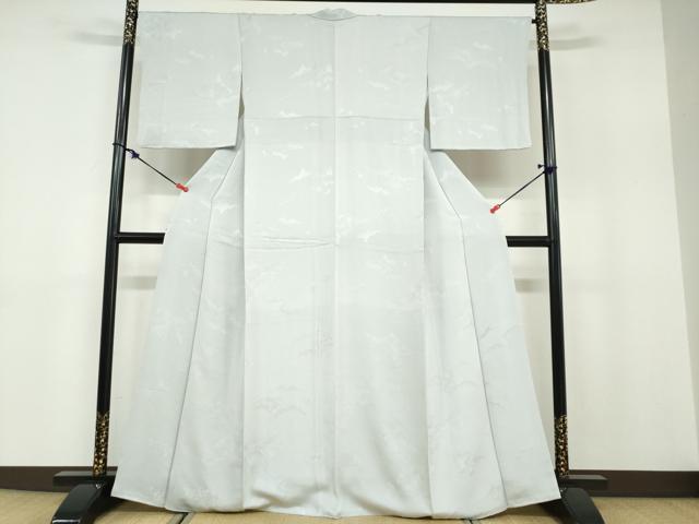 平和屋着物●上質な色無地 雲霞風景地紋 灰青色 正絹 逸品 DABB0822ud