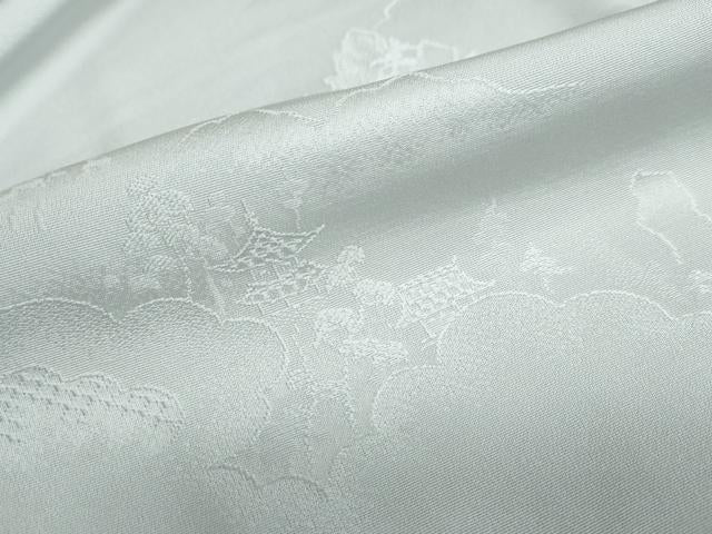平和屋着物●上質な色無地 雲霞風景地紋 灰青色 正絹 逸品 DABB0822ud