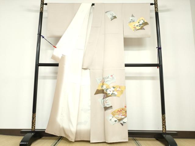 平和屋着物●訪問着 刺繍 冊子花鳥文 金彩 正絹 逸品 DABB0827ud